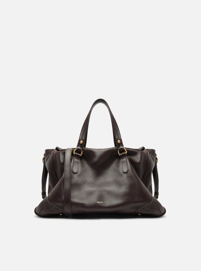 Bolsa Tote Marrom Couro Média Cadeado