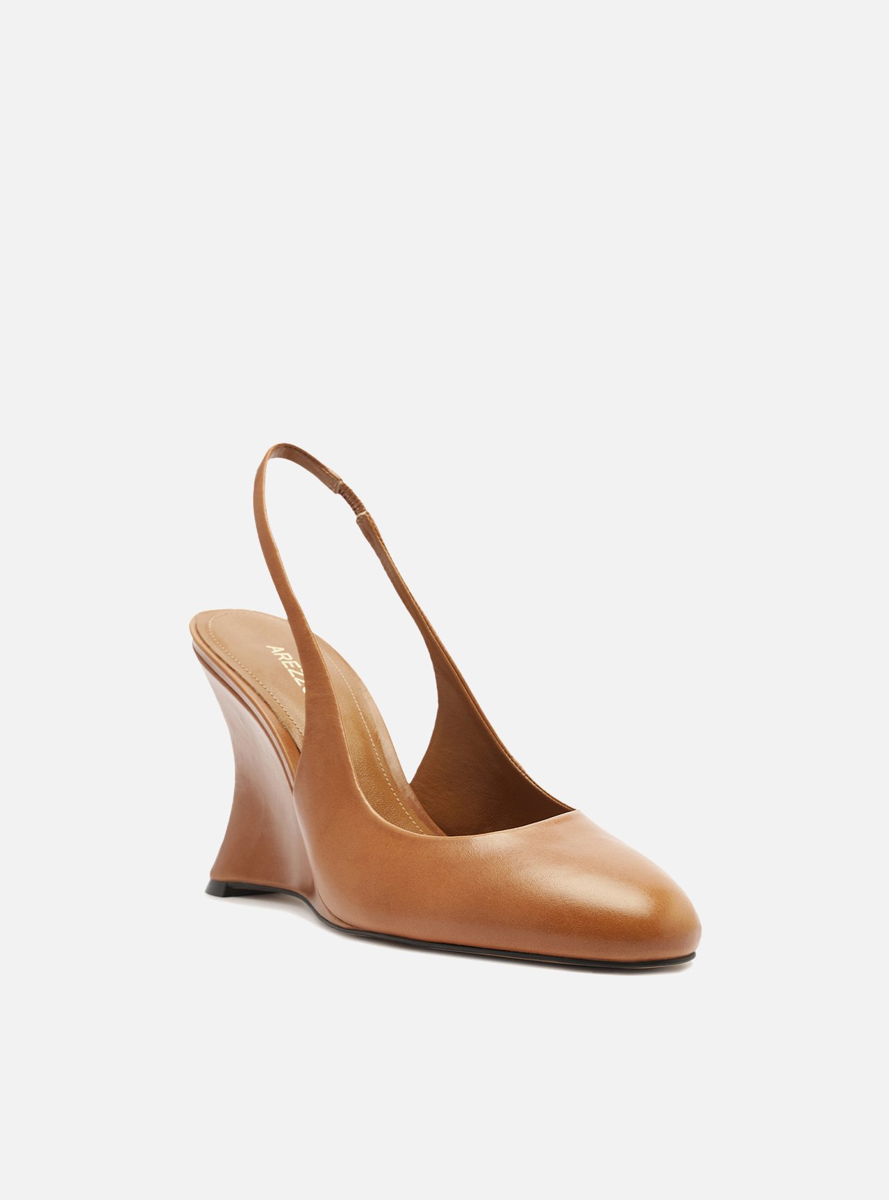 Scarpin Marrom Couro Salto Anabela Slingback — foto 2