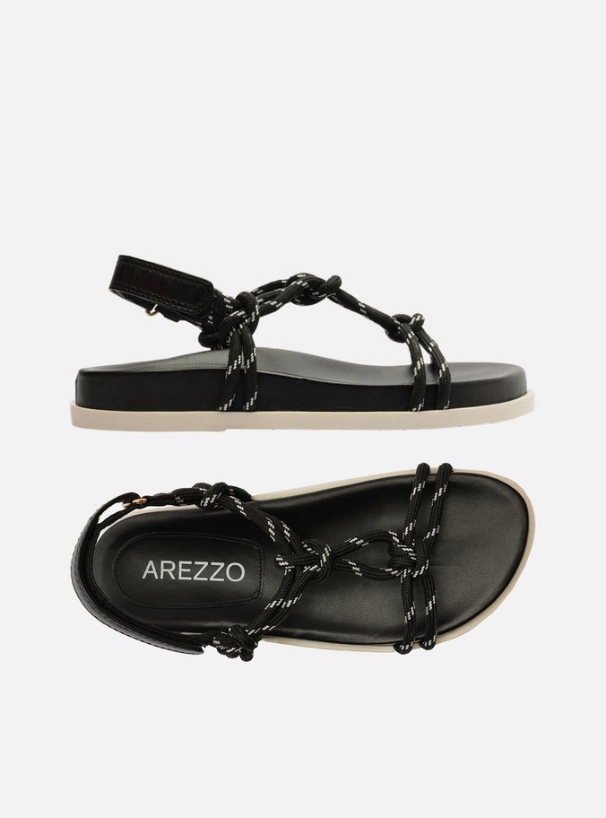 Sandália Papete Preta Couro Custom Anklet