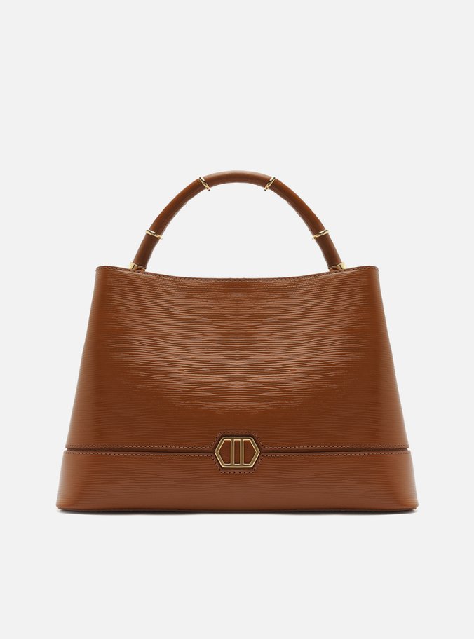 Bolsa Tote Marrom Couro Grande Anéis