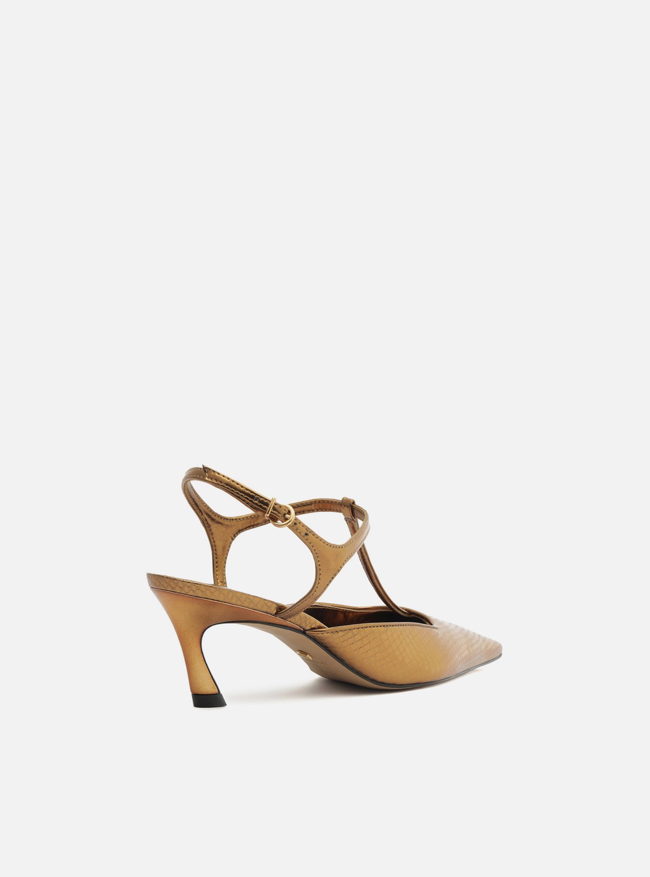 Scarpin Dourado Snake Salto Kitten Aberto Telma — foto 3