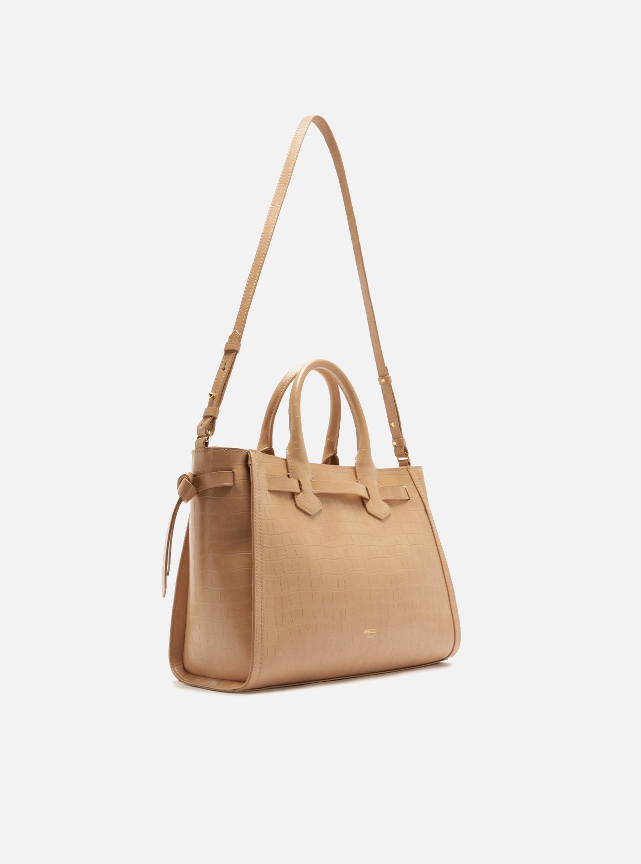 Bolsa Tote Nude Média Croco Tiras — foto 5