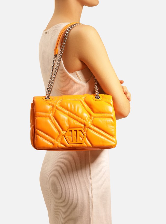 Bolsa Tiracolo Laranja Couro Emma Média