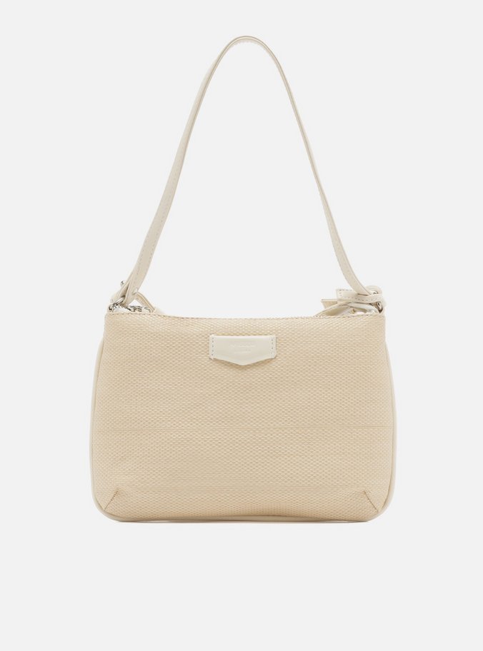 Bolsa Tiracolo Natural Ráfia Pequena Off-White