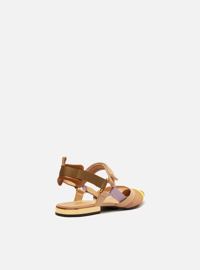 Sapatilha Bege Color Bico Fino Aberta Sport