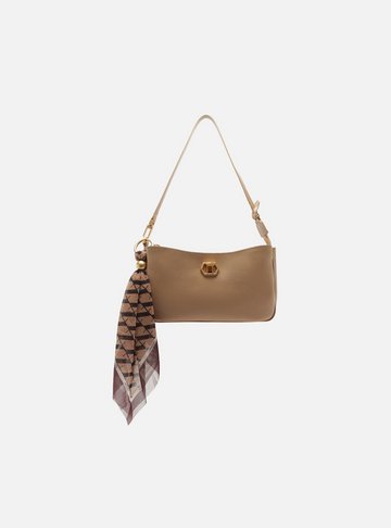Bolsa Tiracolo Bege Couro Pequena Lenço