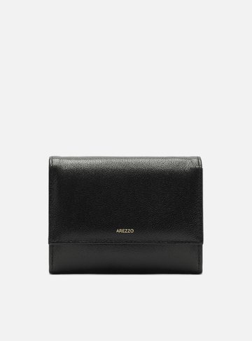 Carteira Preta Couro Média Básica