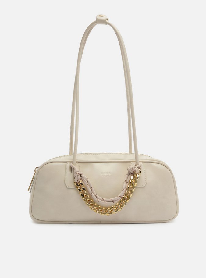 Bolsa Bowling Off White Grande Corrente Cordão