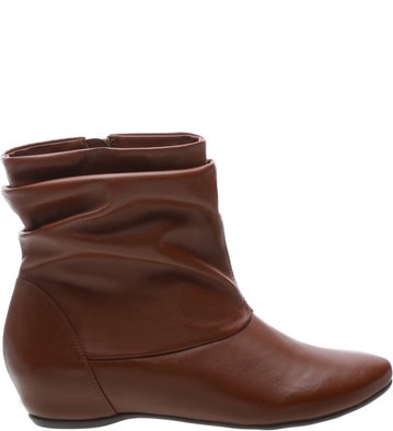 Bota Couro Cano Médio Salto Anabela Cacau