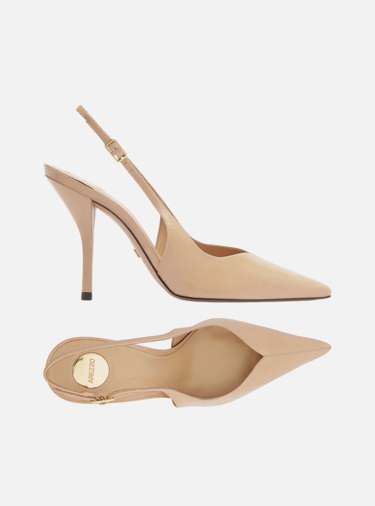Scarpin Nude Couro Salto Fino Slingback — foto 5