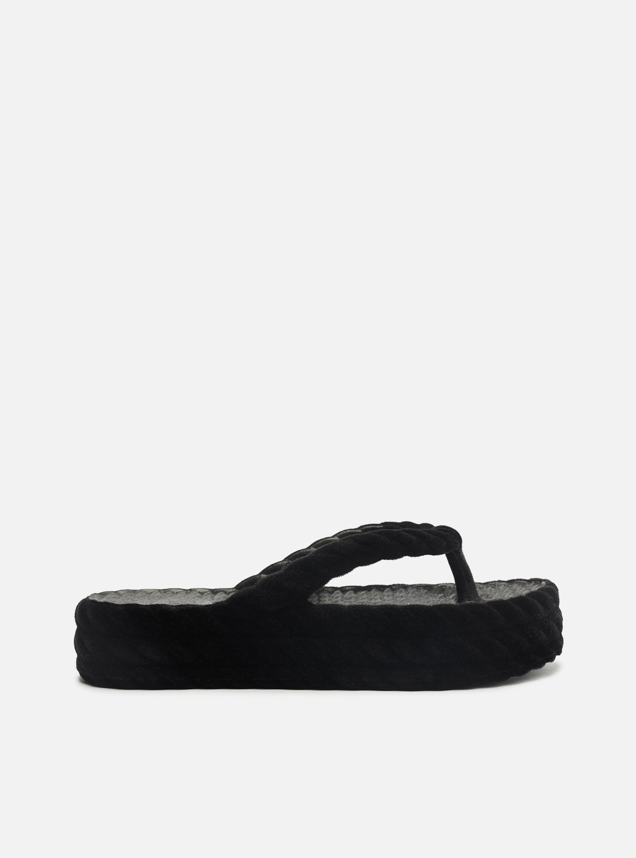 Sandália Preta Flatform Marrocos Mid Velvet — foto 1