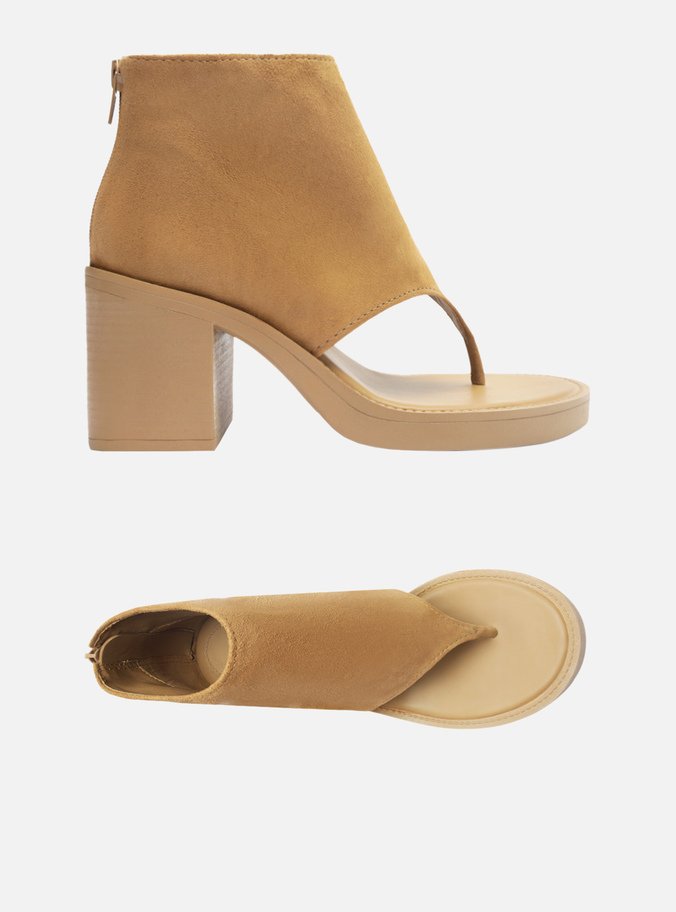 Sandal Boot Marrom Suede Salto Bloco