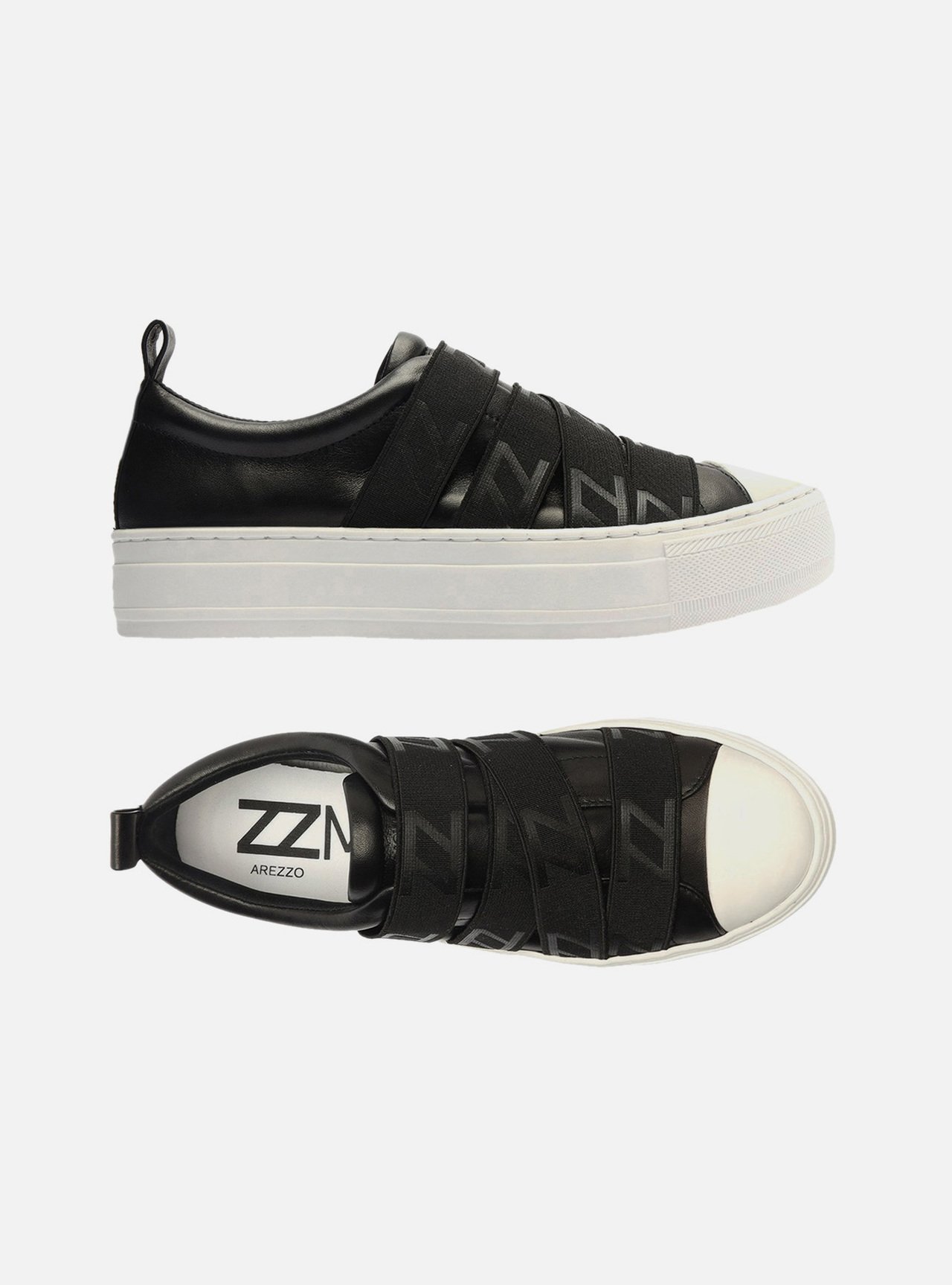 Slip On Preto Couro Flatform Elásticos — foto 5
