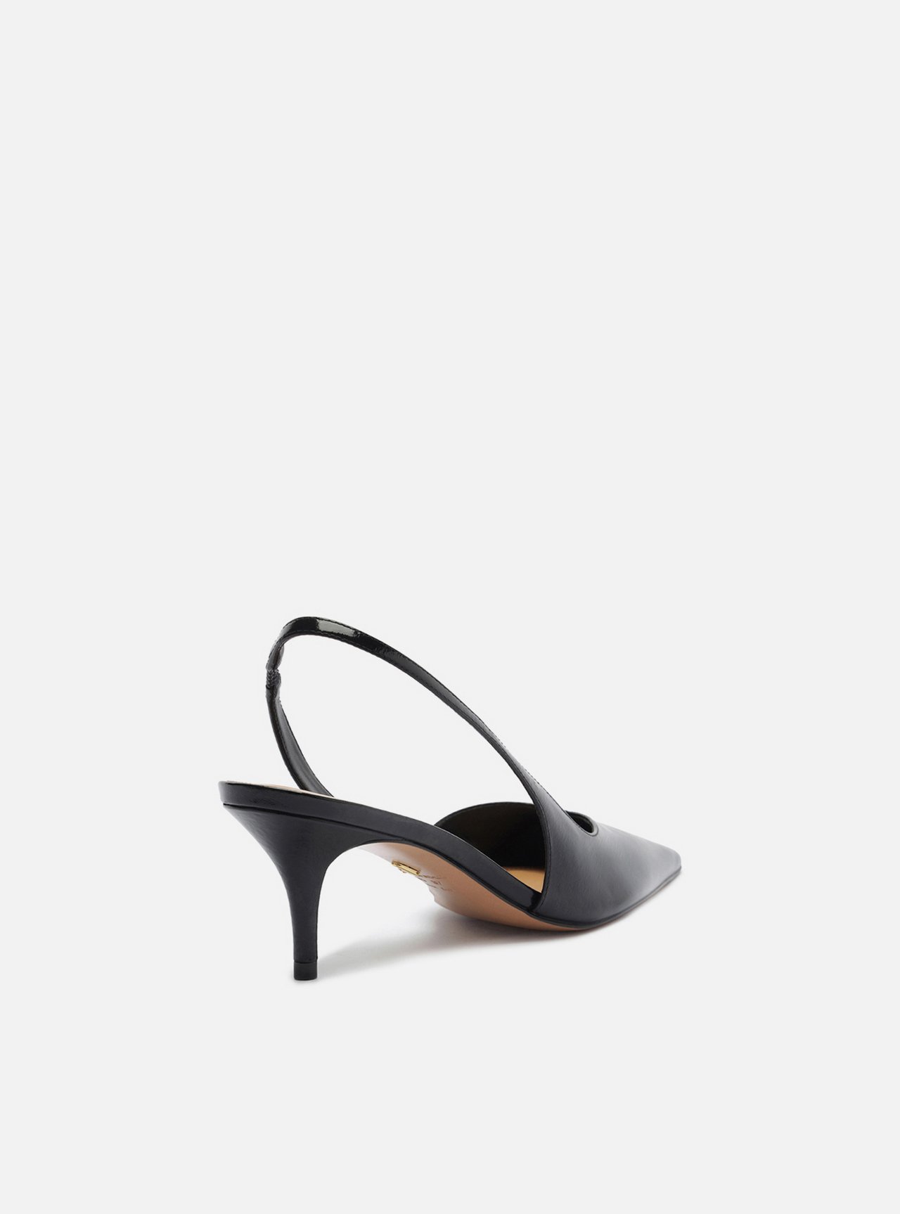 Scarpin Preto Couro Salto Fino Slingback — foto 3