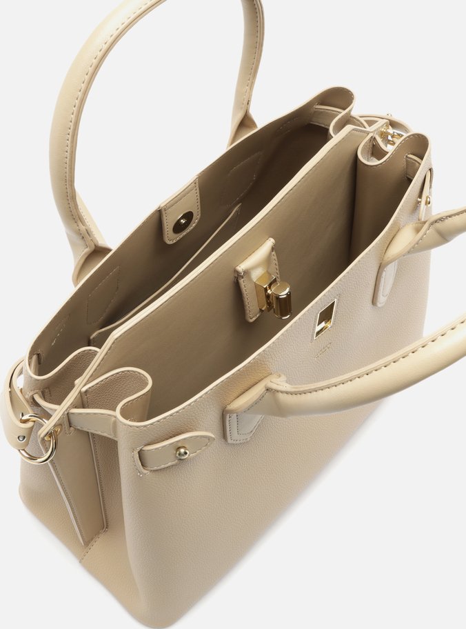 Bolsa Tote Bege Grande Encaixe Metal