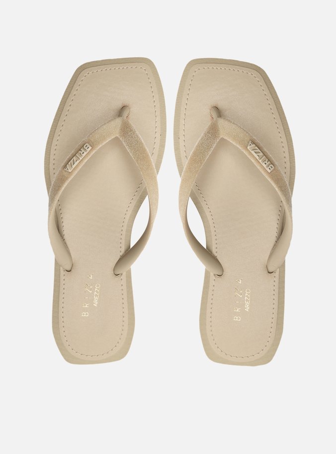 Chinelo de Dedo Off-White Square Veludo Monocolor