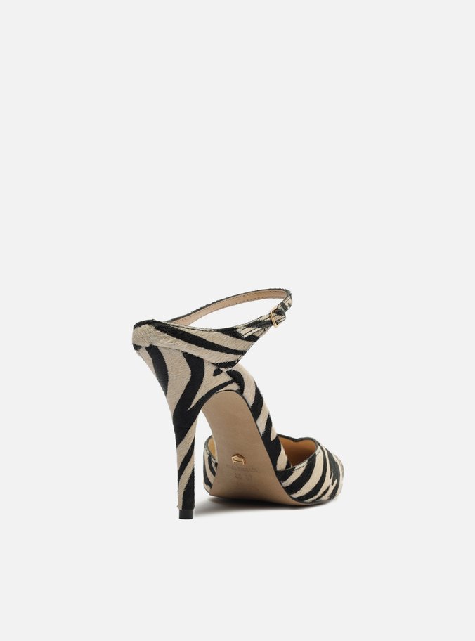 Mule Animal Print Salto Alto Tira Instep