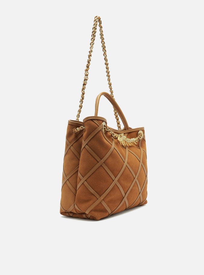 Bolsa Tiracolo Marrom Camurcina Média Metal