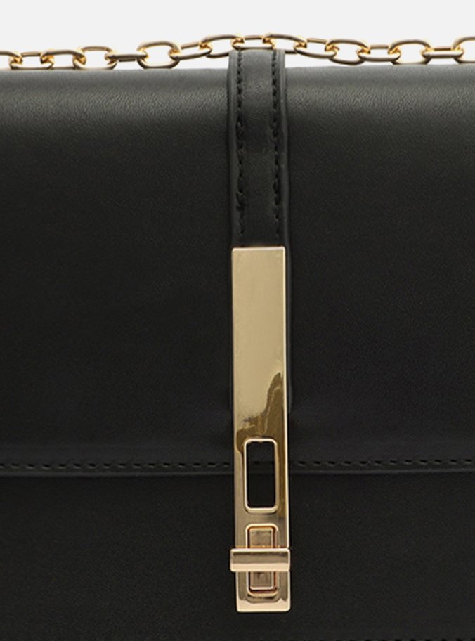 Bolsa Tiracolo Preta Média Metal