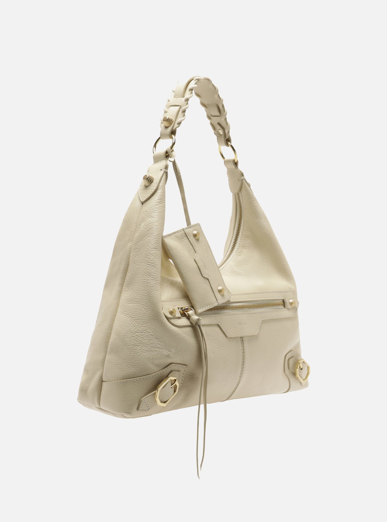 Bolsa Hobo Off White Couro Média Alça Tressê — foto 5