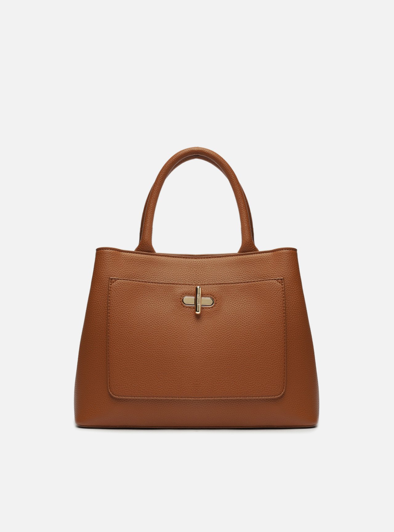 Bolsa Tote Marrom Média Fecho Metal — foto 1