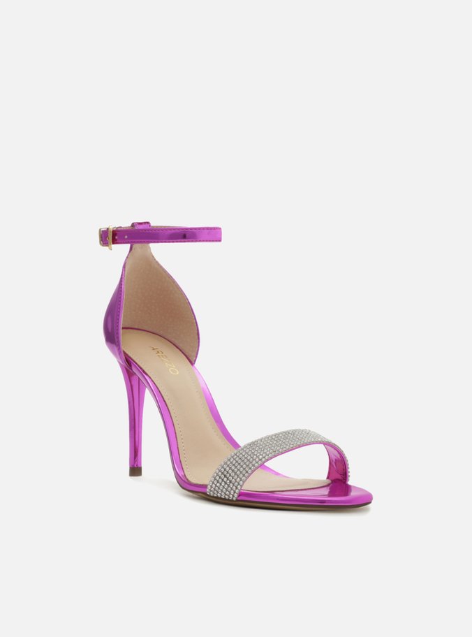 Sandália Roxo Salto Alto Fino Brilho