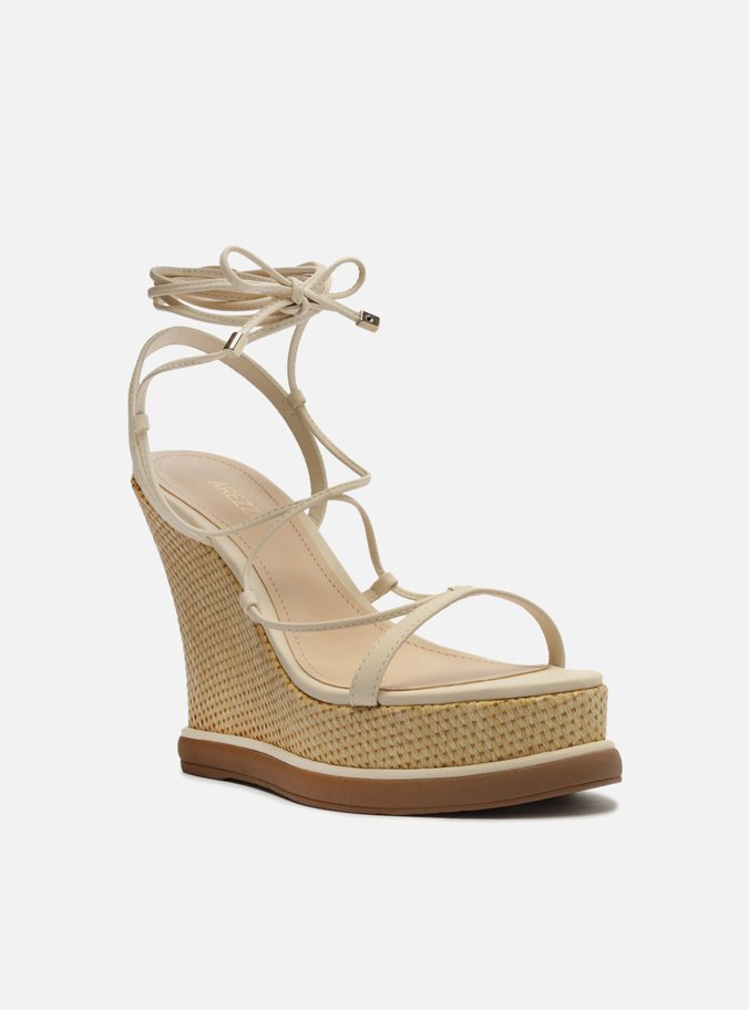 Sandália Off-White Plataforma Tiras Amarração