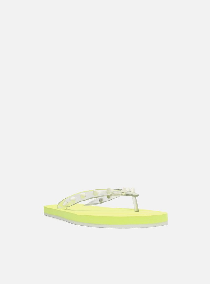 Chinelo de Dedo Multicolorido Tira Transparente