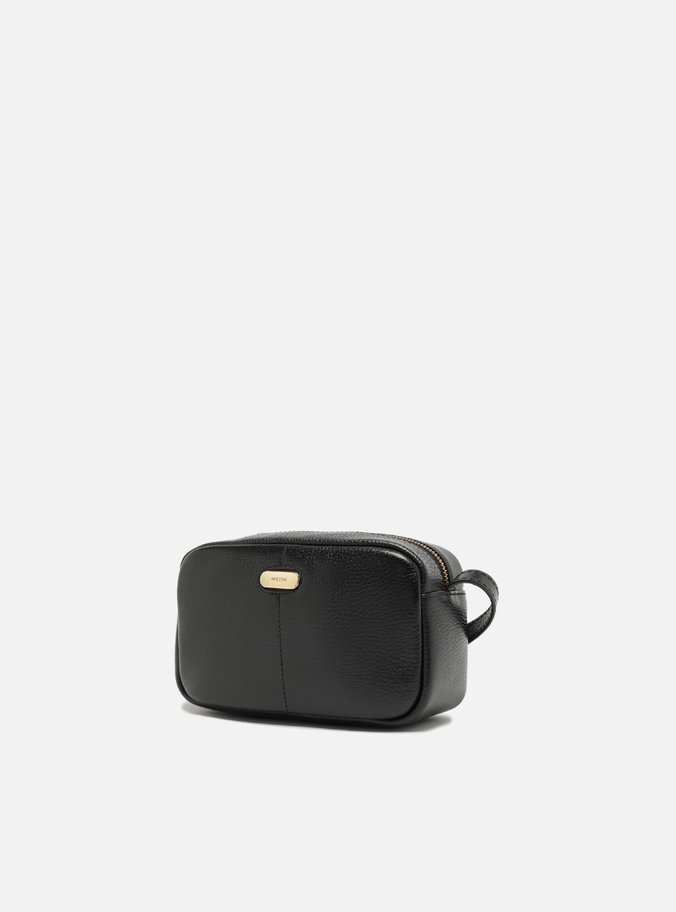 Bolsa Tiracolo Preta Couro Pequena Tag Metal