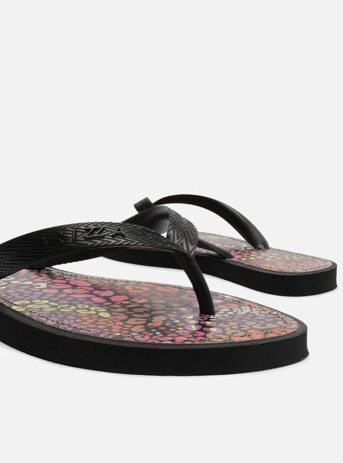 Chinelo de Dedo Preto Palmilha Estampada