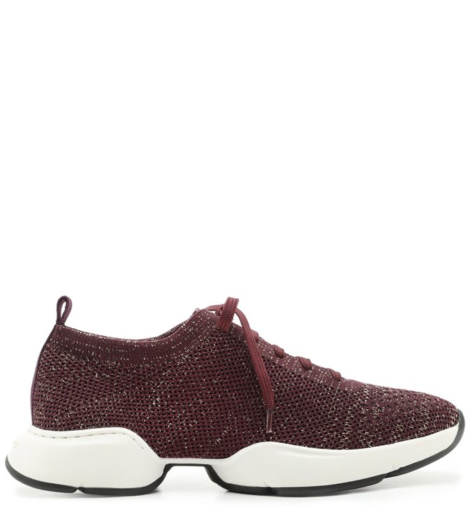 Tênis Amarração Roxo Knit Solado Esportivo Garnet