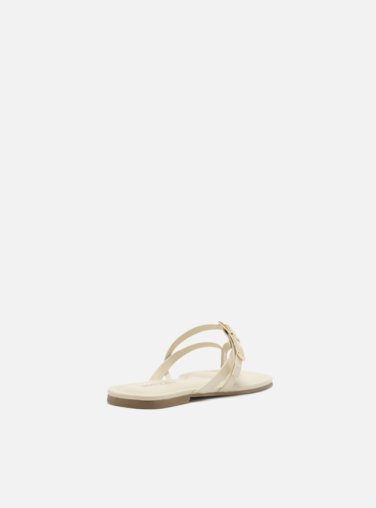 Sandália Rasteira Off White Couro Fivela Dupla — foto 3