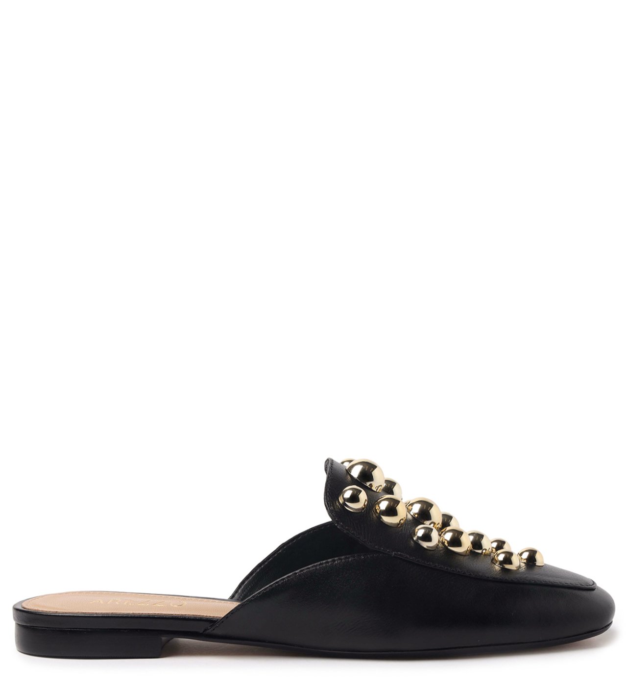 Mule Preta Couro Tachas Studs | Arezzo