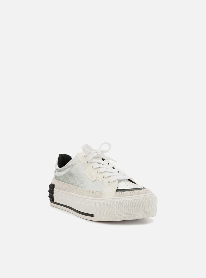 Tênis Prata Flatform Amarração Spikes