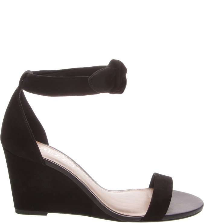 Sandália Nobuck Isabelli Lace Up Anabela Preta