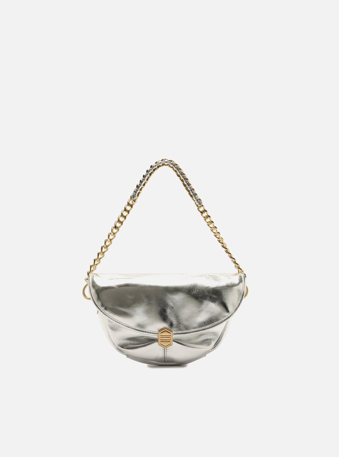 Bolsa Tiracolo Dourada Couro Média Laço