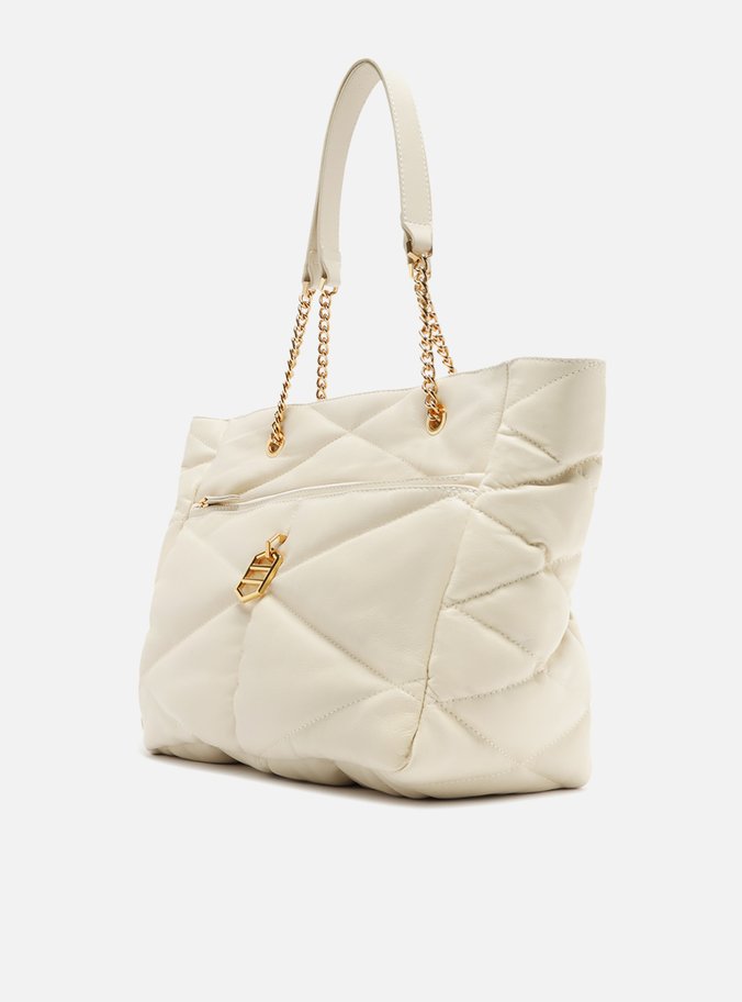 Bolsa Shopping Off-White Couro Grande Matelassê