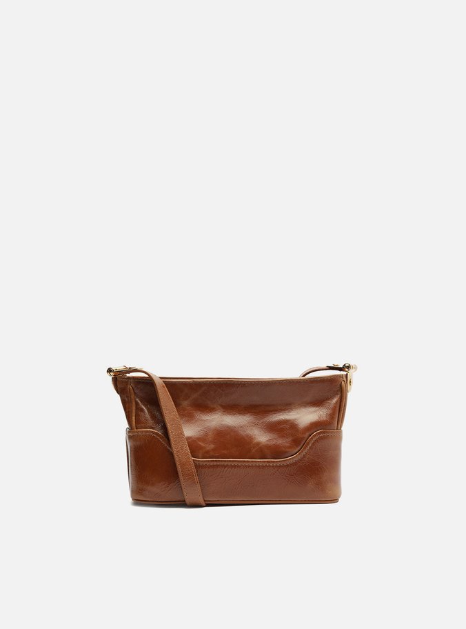 Bolsa Tiracolo Marrom Couro Natural Pequena Metais