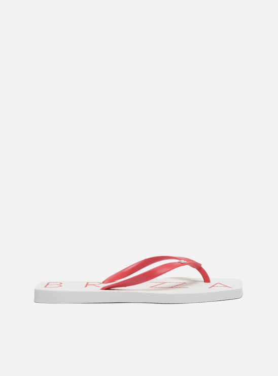 Chinelo de Dedo Branco Tira Vermelha Brizza