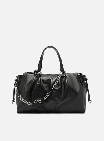 Bolsa Tote Couro Preta Grande