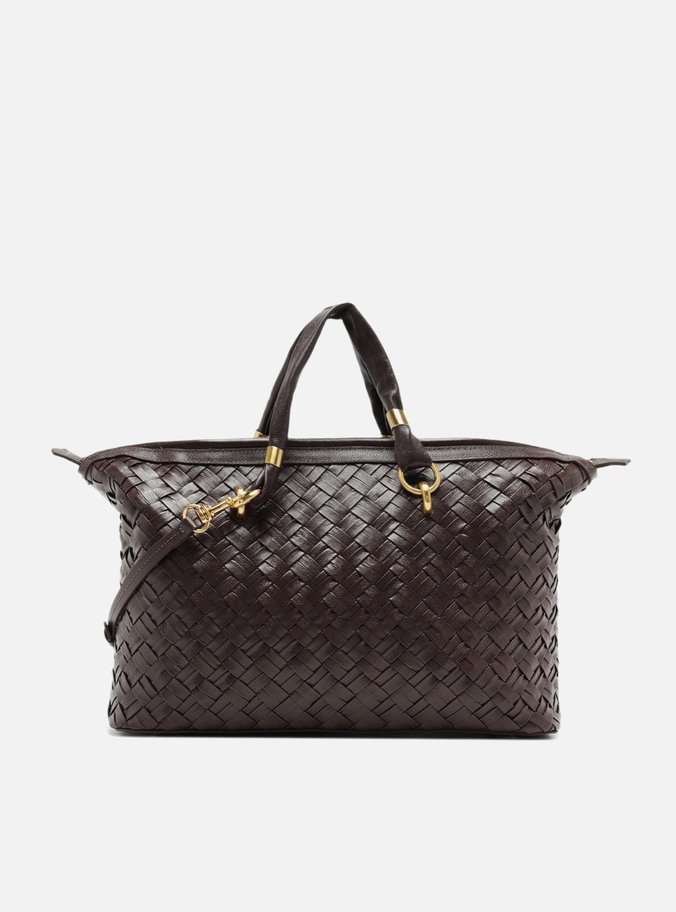 Bolsa Bowling Marrom Couro Grande Tressê Maxi