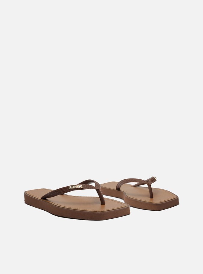 Chinelo de Dedo Marrom Escuro Square Palmilha Marrom