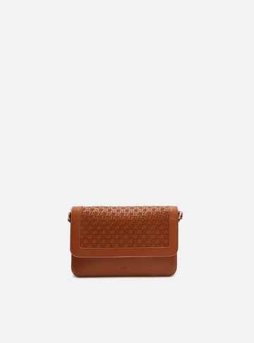 Bolsa Tiracolo Marrom Pequena Tressê Moldura