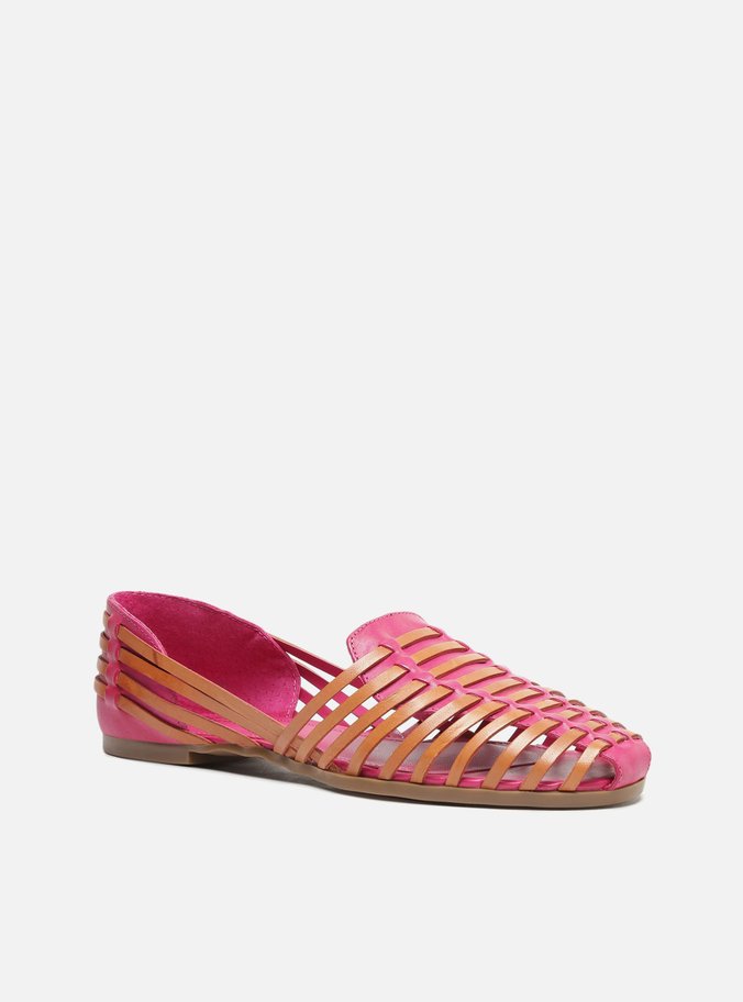 Sapatilha Rosa Couro Tiras Maia