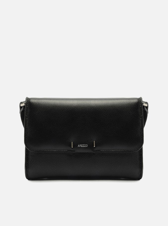 Bolsa Tiracolo Preta Couro Pequena Porta-Cartões