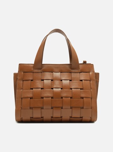 Bolsa Tote Marrom Couro Grande Tressê Maxi Lenny