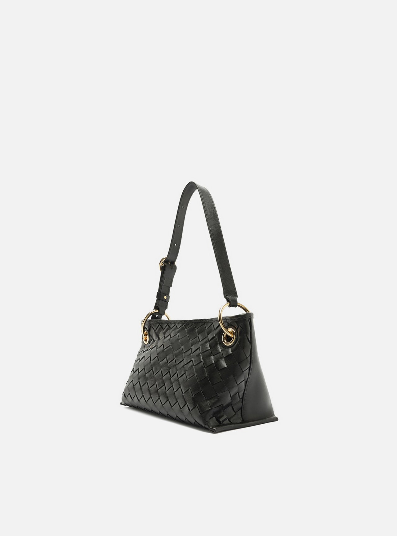 Bolsa Tiracolo Preta Couro Pequena Tressê — foto 2