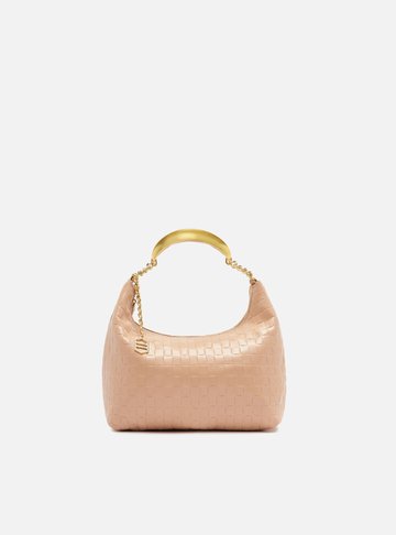 Bolsa Hobo Rosé Couro Tressê Pequena Silvia Braz