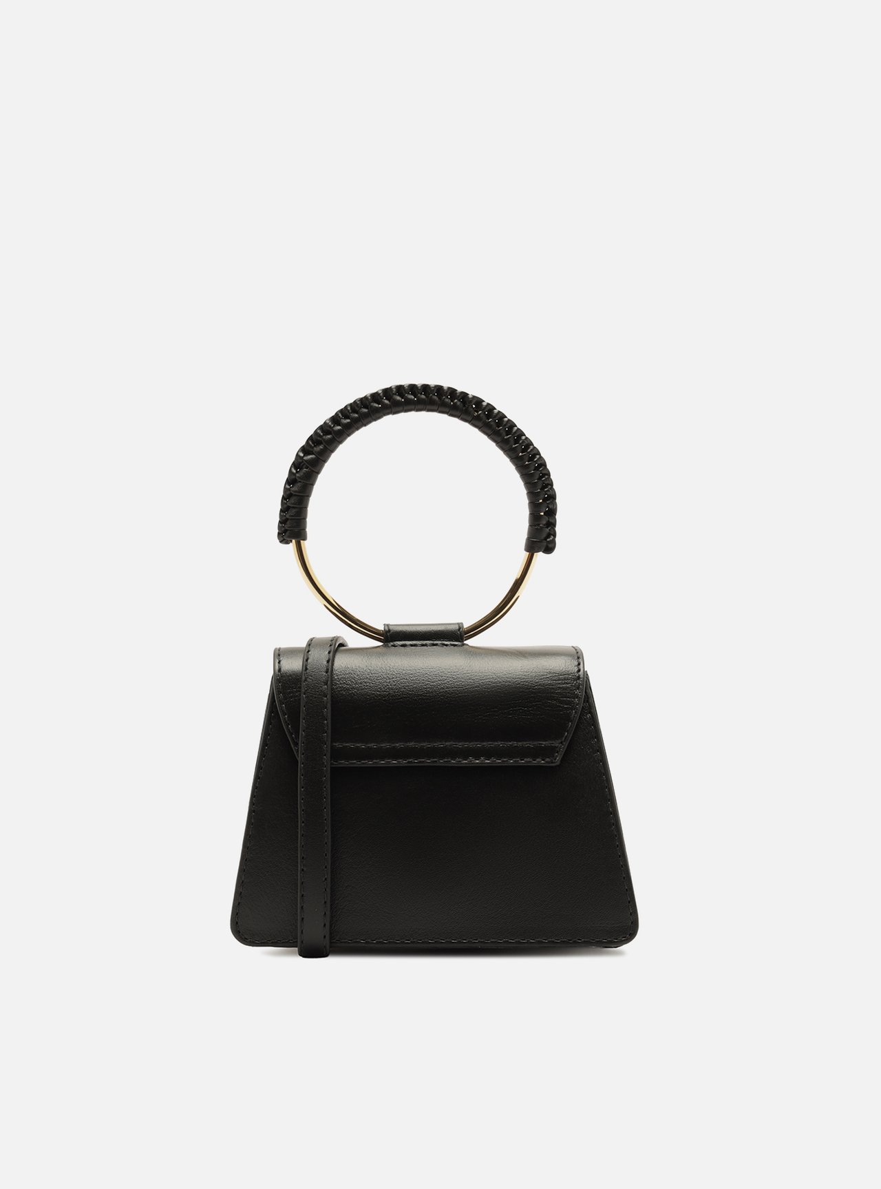 Bolsa Tiracolo Preta Couro Pequena — foto 3
