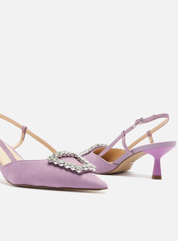 Scarpin Roxo Nobuck Bico Fino Slingback Emily